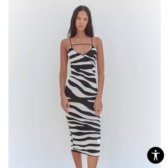 Zebra Print Strappy Midi Dress - Picture 2 of 7